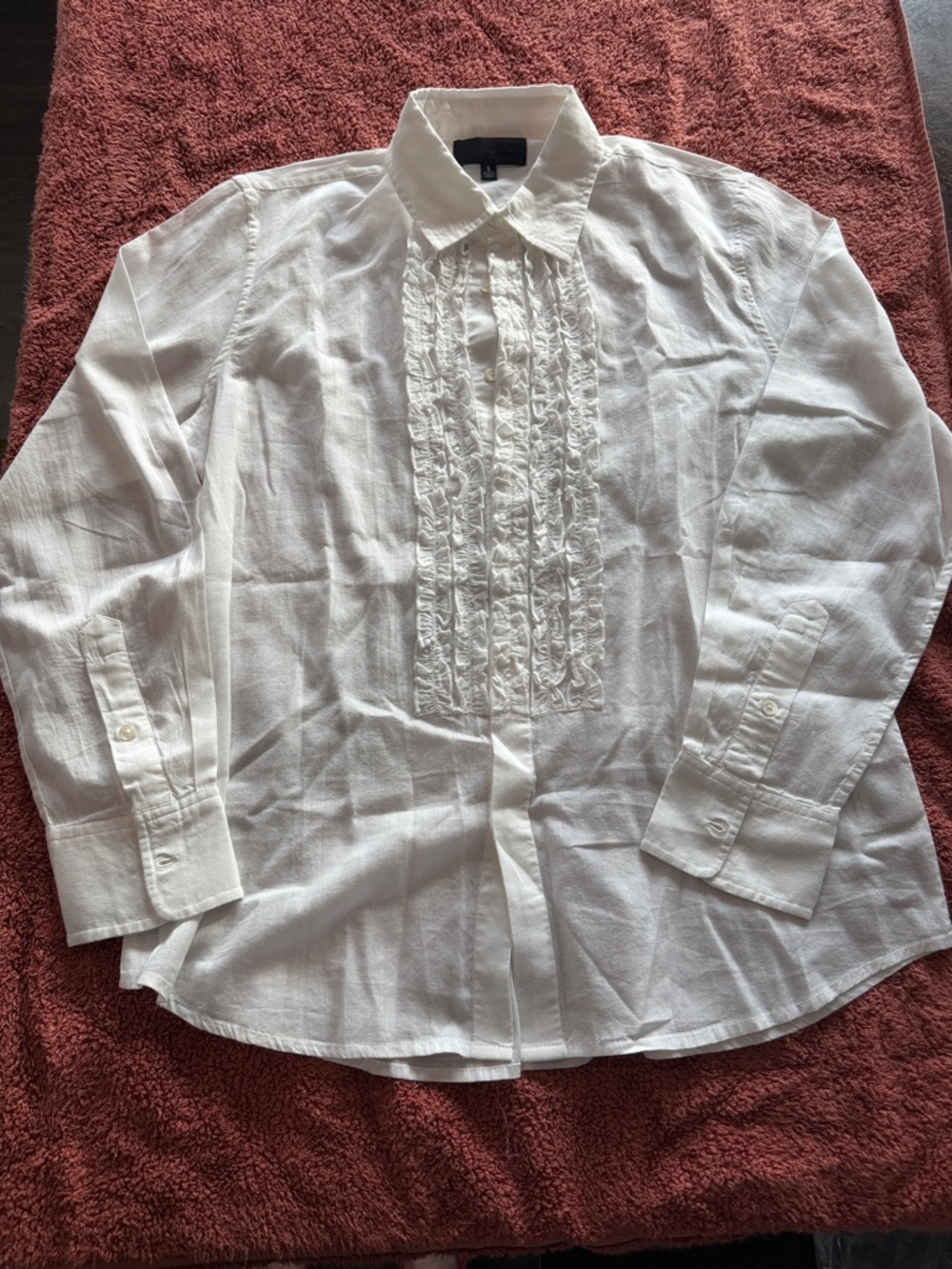 White Ruffle-Front women’s Blouse